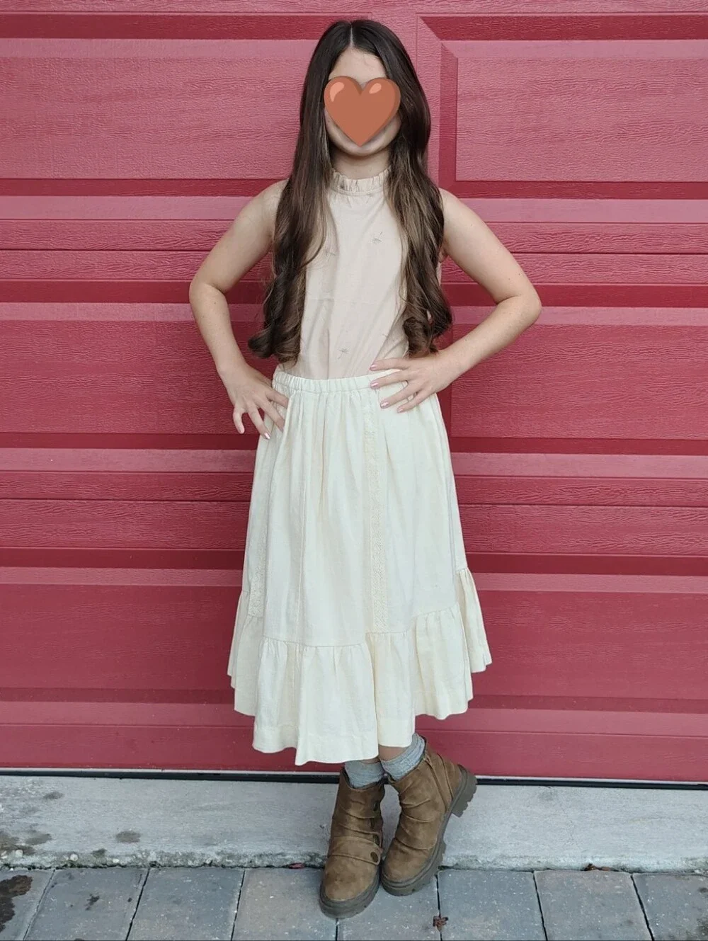 Bonpoint Cream Skirt Wool/Cotton Blend (French Brand)